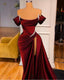 STUNNING OFF-THE-SHOULDER MERMAID PROM Dresses RUFFLES WITH HIGH SPLIT