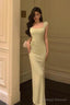 Stunning Sheath Square Neckline Cap Sleeves Mint Green Date Night Dress Prom Dresses Birthday Party Outfit