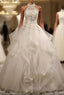 Stylish Halter Floor-Length Organza Wedding Dress With Appliques Beading