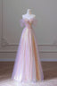 Stylish Tulle Sequins Long Prom Dress, A Line Sweetheart Neckline Prom Dress