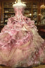 Sweet A-Line Strapless Satin Tulle Sequined Wedding Dress Beaded Diamond Long Ball Gowns