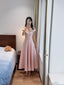 Sweet And Elegant Pink A-Line Off-Shoulder Satin Formal Prom Dress