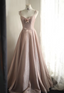 Sweet Pink A-Line V-Neck Sequined Long Formal Prom Dress Bridesmaid Dress
