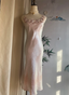 Sweet Pink Mermaid Halter 3D Floral Satin Formal Prom Dress Bridesmaid Dress