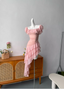 Sweet Pink Square Neck Ruffle Irregular Chiffon Long Formal Prom Dress