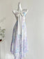 Sweet Purple And Blue Gradient A-Line Suspender Bow Chiffon Long Formal Prom Dress