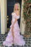 Sweet Tulle Formal Prom Dress Ruffles Pleated Pink Birthday Outfit