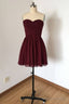 Sweetheart Burgundy A-Line Chiffon Short Bridesmaid Dresses