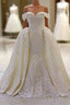 Sweetheart Lace Appliques Off the Shoulder Detachable Train Wedding Dress