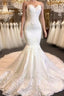 Sweetheart Lace Mermaid Wedding Dress | Strapless Fit And Flare Bridal Gowns Prom Dresses