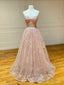 Sweetheart Neck Champagne Lace Prom Dresses, Champagne Lace Formal Prom Dresses