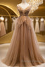 Sweetheart Neck Floor Length Champagne Lace Prom Dress Long Champagne Lace Prom Dress