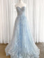 Sweetheart Neck Light Blue Lace Prom Dress Light Blue Lace Prom Dress