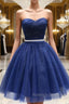 Sweetheart Neck Short Blue Prom Dress Short Blue Prom Homecoming Graduation Dress