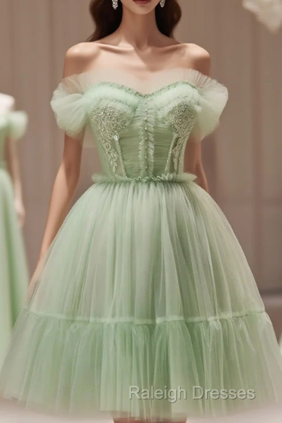 Sweetheart Neck Short Green Prom Dresses, Short Green Graduation Homec