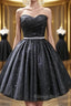 Sweetheart Neck Strapless Black Short Prom Dress Open Back Black Homecoming Dress Black Prom Dress