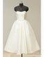 Sweetheart Tea Length Ivory Satin Vintage Wedding Dresses