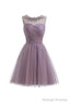 Sweetheart Tulle Light Gray Homecoming Dress Short Prom Dress