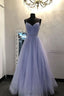 Sweetheart Tulle Sequin Prom Dresses Long Purple Prom Dresses