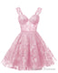 Teens Sparkly Tulle Light Pink Homecoming Dresses Spaghetti Straps Short Cocktail Party Prom Dress