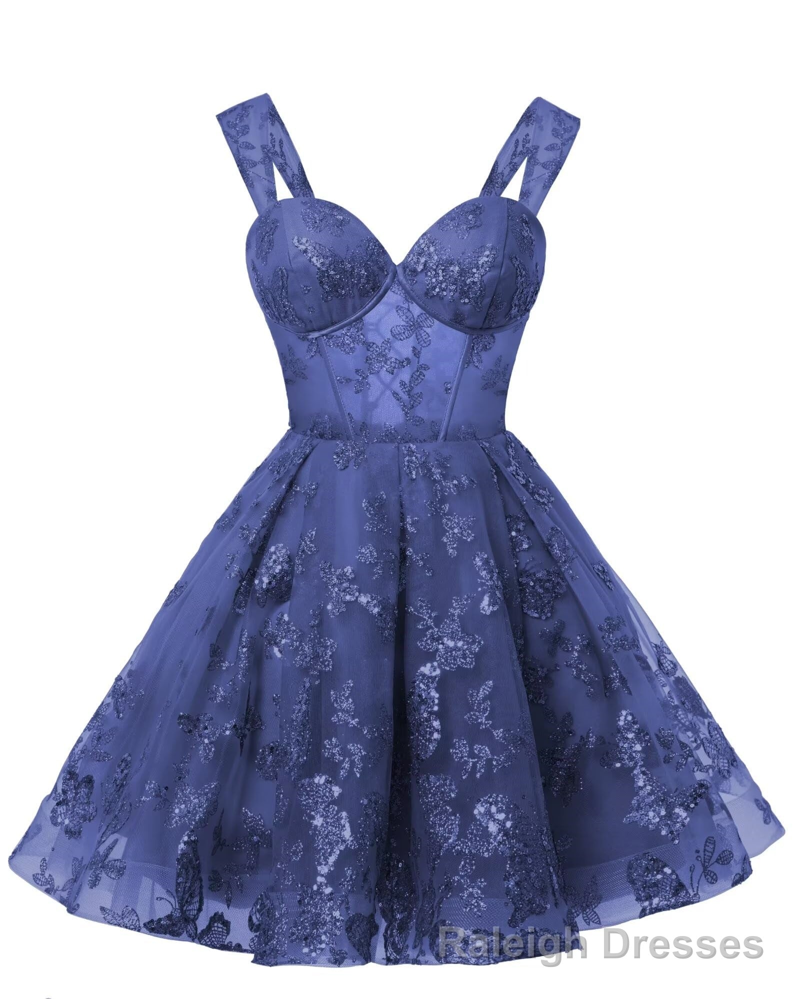Teens Sparkly Tulle Navy Blue Homecoming Dresses Spaghetti Straps Shor