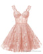 Teens Sparkly Tulle Peach Pink Homecoming Dresses Spaghetti Straps Short Cocktail Party Prom Dress