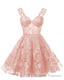 Teens Sparkly Tulle Peach Pink Homecoming Dresses Spaghetti Straps Short Cocktail Prom Prom Dress