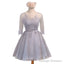 Three-Quarter Illusion Sleeve Clairvoyant Outfit Keyhole Lace Up Back Organza Appliques Homecoming Dresses