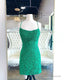 Tie Back Appliqued Sheath Green Homecoming Dress