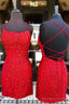 Tight Red Lace Appliques Party Dress Homecoming Dress With Lace Up Back