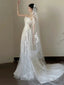 Timeless A-Line One Shoulder Lace Satin White Wedding Dress Brides Dresses