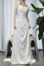 Timeless A-Line Spaghetti Straps White Satin Long Wedding Dress