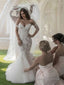 Trumpet/Mermaid Off-the-Shoulder Chapel Train Tulle Wedding Dresses