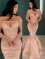 Trumpet/Mermaid Off-the-Shoulder Sweep Train Satin Prom Dresses