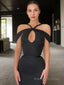 Trumpet/Mermaid Off-the-Shoulder Sweep Train Stretch Crepe Prom Dresses With Ruffles