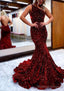 Trumpet/Mermaid One Shoulder Sleeveless Long Dress Floor Length Velvet Sequins Prom Dress