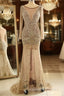 Trumpet Mermaid Scoop Champagne Tulle Beading Luxury Prom Dress