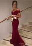 Trumpet/Mermaid Sleeveless Off-the-Shoulder Sweep Train Lace Prom Dresses With Appliqued Beaded Sequins
