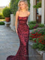 Trumpet/Mermaid Spaghetti Straps Sweep Train Sequins Prom Dresses