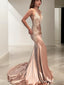Trumpet/Mermaid Straps Sweep Train Silk like Satin Prom Dress