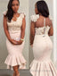 Trumpet/Mermaid V Neck Asymmetrical Satin Prom Dresses With Beading