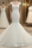 Trumpet/Mermaid V-Neck Sleeveless Applique Tulle Floor-Length Wedding Dresses