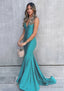 Trumpet/Mermaid V Neck Sleeveless Sweep Train Jersey Prom Dresses