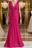 Trumpet/Mermaid V Neck Sweep Train Jersey Bridesmaid Dress