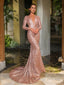Trumpet/Mermaid V-neck Court Train Sequins Evening Dresses With Ruffles