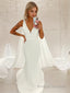 Trumpet/Mermaid V Neck Sweep Train Stretch Crepe Wedding Dress