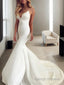 Trumpet/Mermaid V Neck Sweep Train Stretch Crepe Wedding Dresses