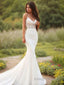 Trumpet/Mermaid V Neck Sweep Train Stretch Crepe Wedding Dresses