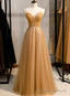 Tulle Beaded Sweetheart Prom Dress, A Line Tulle Floor Length Prom Dress