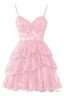 Tulle Homecoming Dresses Short Applique Corset Tiered Formal Prom Gown